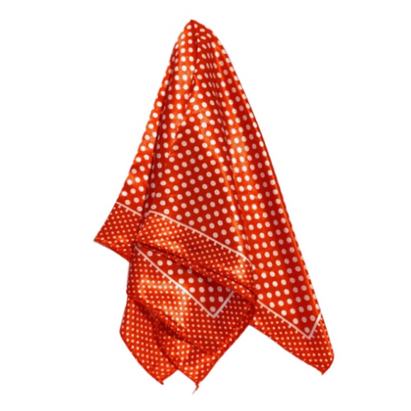 Red White Polka Dot Print Neckerchief Bag Scarf - Picture 4 of 7